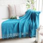 Battilo (Blue)Wheat Knit Tassel Throw Blanket For Couch Sofa Bed Home D&Atilde;&copy;cor 51" x 59"