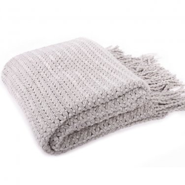 Battilo (Light Grey)Wheat Knit Tassel Throw Blanket For Couch Sofa Bed Home D&Atilde;&copy;cor 51" x 59"