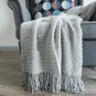 Battilo (Light Grey)Wheat Knit Tassel Throw Blanket For Couch Sofa Bed Home D&Atilde;&copy;cor 51" x 59"