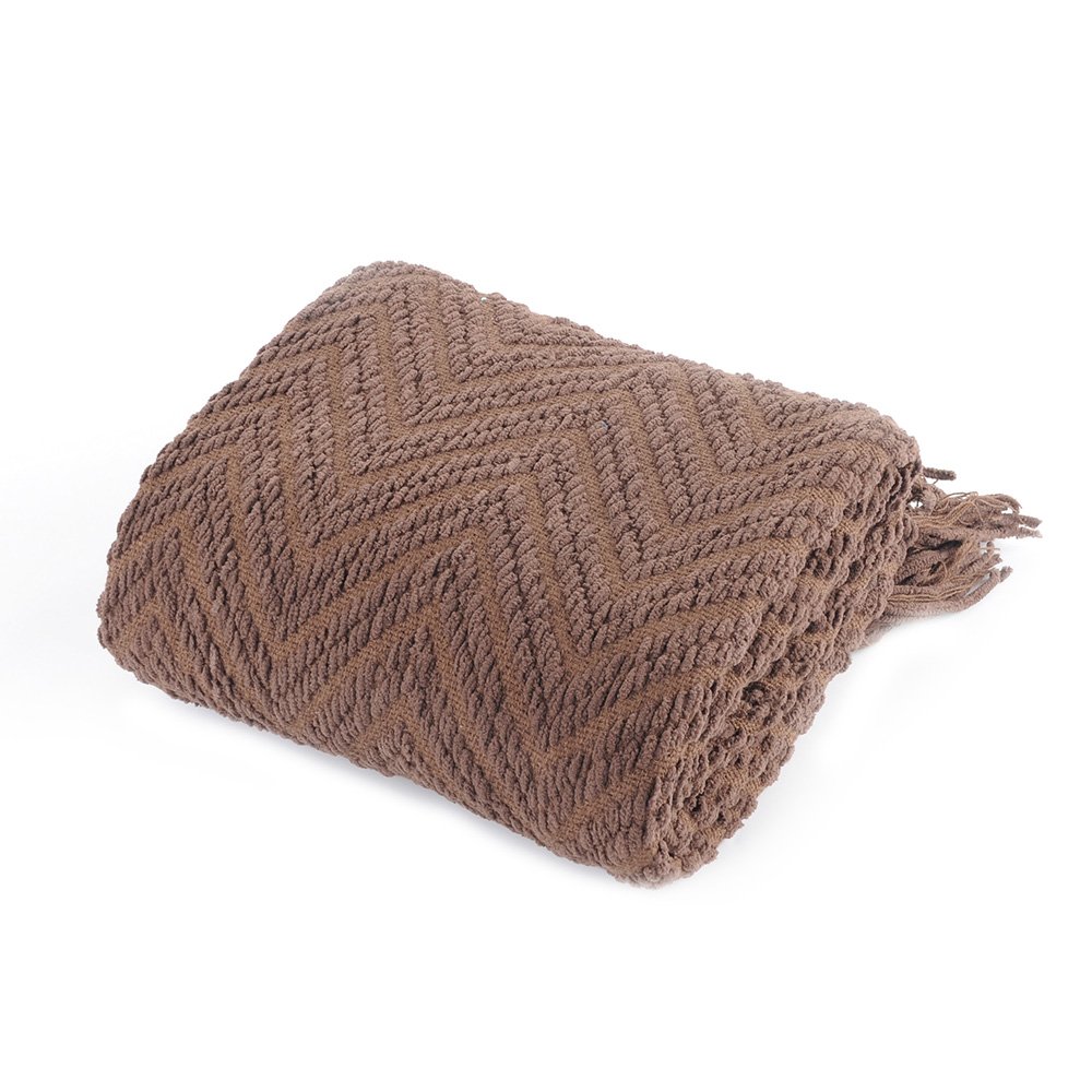 Battilo (Dark Brown, 50" x 60")Boon Knitted Tweed Throw Couch Cover Blanket