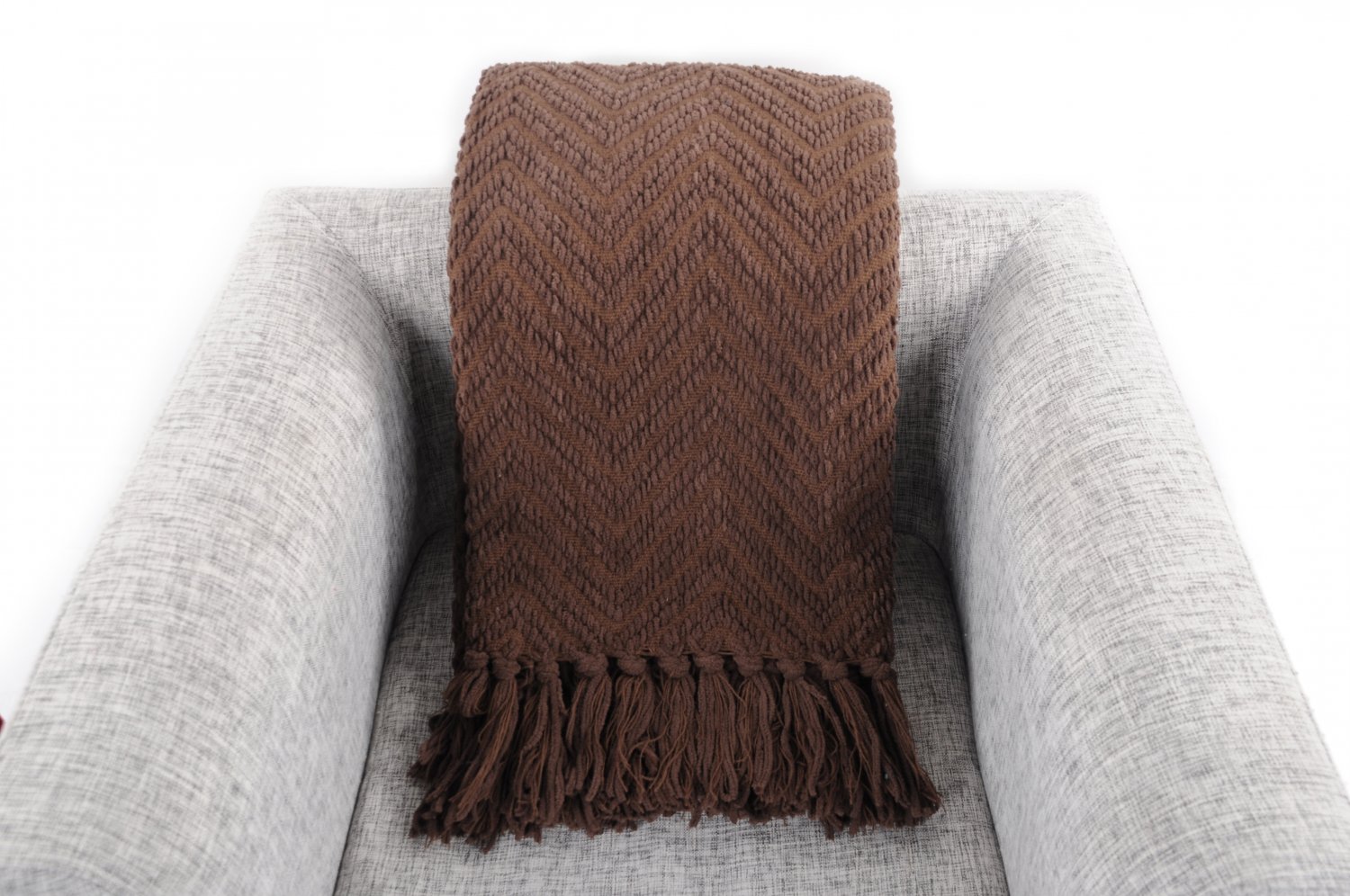 Battilo (Dark Brown, 50" x 60")Boon Knitted Tweed Throw Couch Cover Blanket