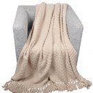 Battilo (Cream, 56" x 96")Boon Knitted Tweed Throw Couch Cover Blanket