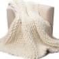 Battilo[51" by 59"]Manual Cosy Cable Knitting Throw All Season Blanket Super Giant Hand Knit Blanket