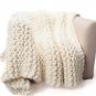 Battilo[51" by 59"]Manual Cosy Cable Knitting Throw All Season Blanket Super Giant Hand Knit Blanket