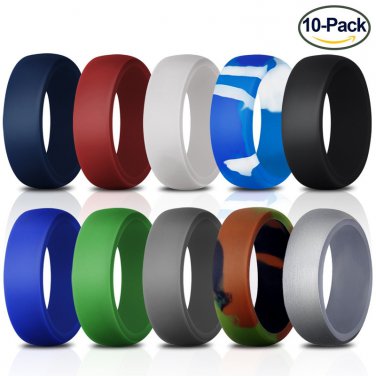 Silicone Wedding Ring for Men [Size 7]10 Pack Rubber Rings Fit for Sports and Outdoors