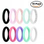 Battilo 10 Pack[Size 7]Silicone Wedding Ring for Women Colorful Silicone Rubber Band Wedding Bands