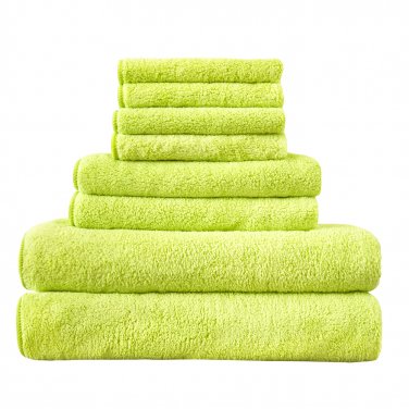Battilo [Fluorescent Green] Fast Drying Extra Large Bath Towel Set Spa & Hotel Quality - Pack of 8