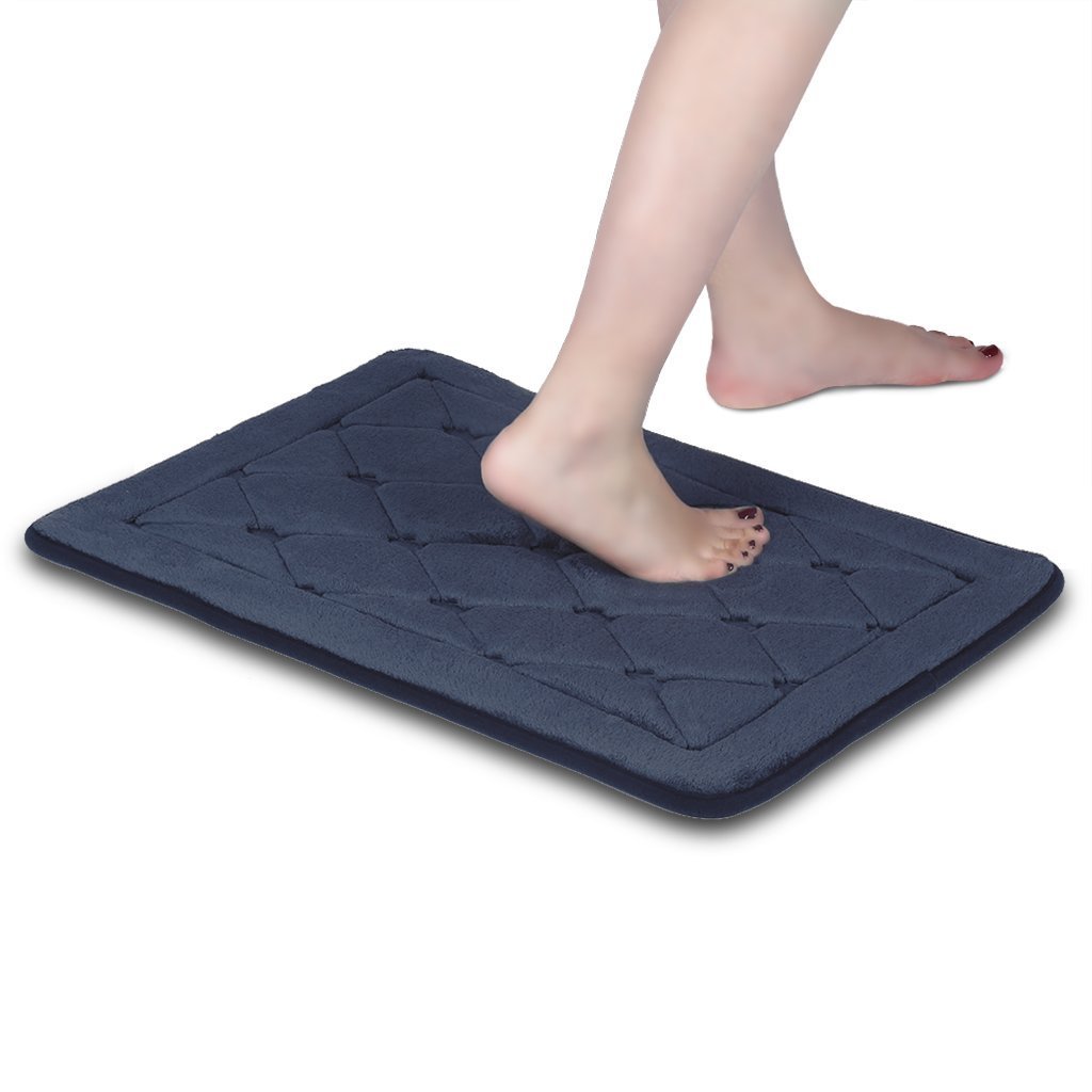 Battilo Bathroom Mats[Navy] Non Slip Bath Floor Mats Water Absorbent Bathroom Rugs