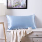 Battilo (Light blue)100% Pure Mulberry Silk 19 Momme Charmeuse Silk Pillowcase Cotton underside 1pc