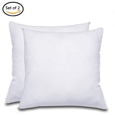 Battilo Square 18x18 Sofa and Bed Pillow Insert Form Cushion 2-Pack