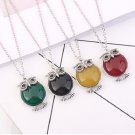 Battilo Women Fashion Beautiful Gemstone Vintage Owl Pendants Necklace Cute Owl Jewelry
