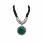 Women Retro Gemstone Flash Diamond Metal Ring Clavicle Crusader Cross Necklace
