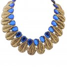 Women Fashion Retro Ethnic Style Leaf Waterdrop Bohemia Vintage Choker Bib Chain Necklace