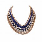 Women Fashion Retro Ethnic Style Multi-layer Braided Chain Statement Necklace