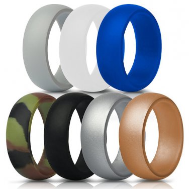 Battilo Silicone [size 11]Wedding Ring for Men/Women 7 Pack Comfortable Antibacterial Rubber Rings