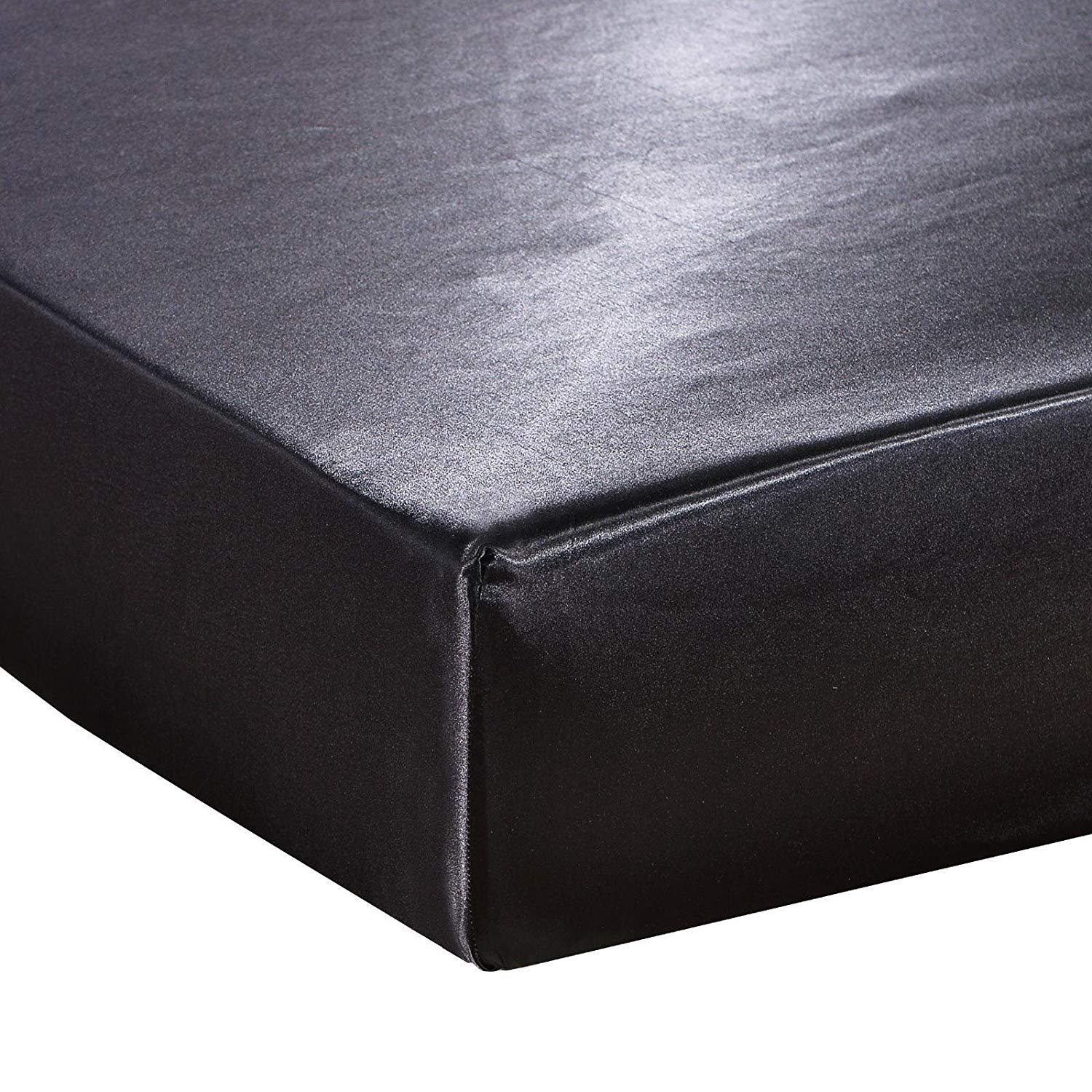 Battilo Blacktwinfitted Sheet Deep Pocket Satin Silk Bed Sheet Wrinkle Fade Abrasion Resistant 9687