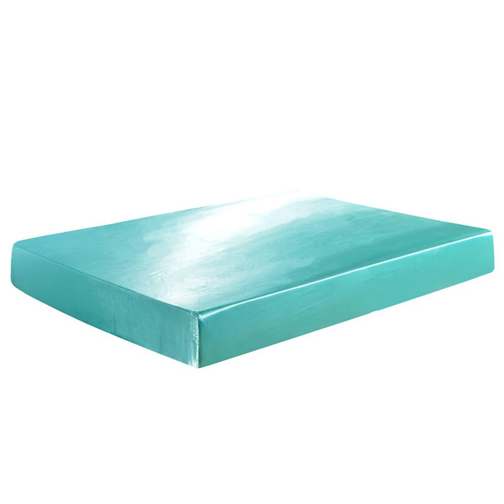 Battilo Teal Twin Fitted Sheet Deep Pocket Satin Silk Bed Sheet