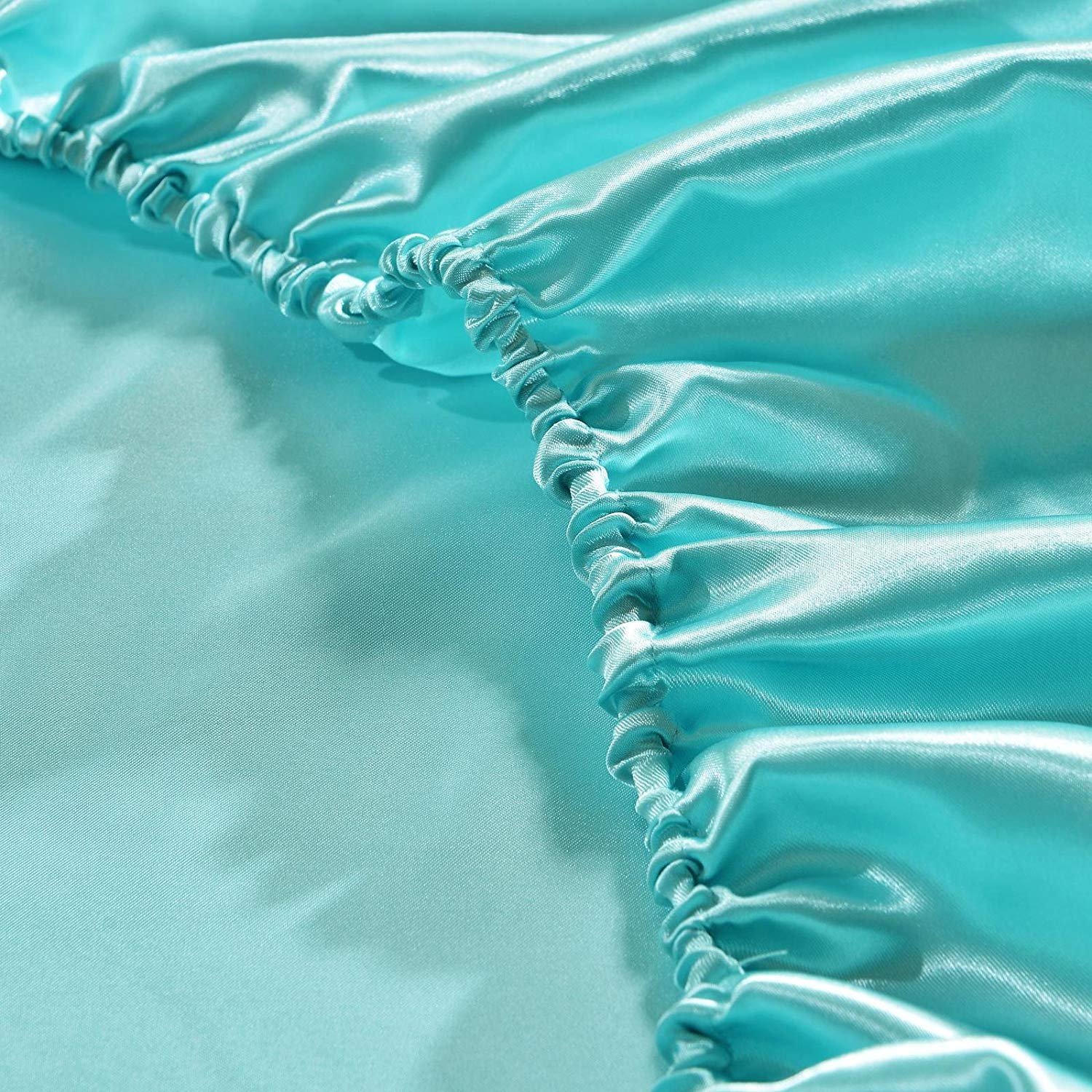 Battilo Teal Twin Fitted Sheet Deep Pocket Satin Silk Bed Sheet