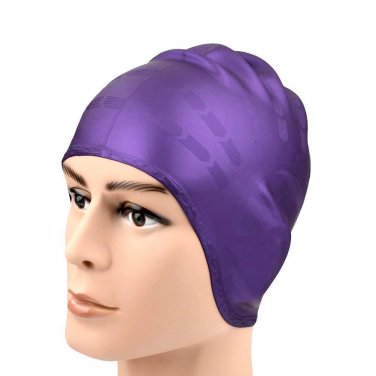 Battilo [Purple]Silicone Swimming Cap Adult Men Women Swimming Caps Hats,Pack of 2