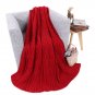 Battilo (Red) Cable Knit Blanket Nature Soft Sofa Bed Cover Throw 50"x 60"