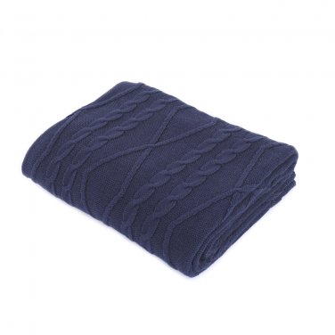 Battilo(Navy Blue)Cable Knitted Blanket Throws for Single Bed Sofa Chair Couch Cover 50"x60"