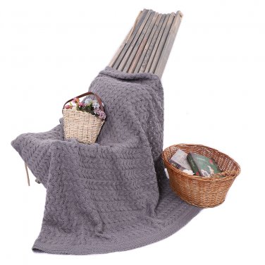 Battilo Knitted Blanket  (Dark Grey) Throws Blankets for Sofa Chair Couch Cover Home Decor, 50"x60"