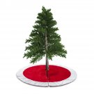Battilo 48"Red and White Plush Christmas Tree Skirt Base Cover Carpet Home Party Decoration