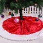 Battilo 48"Red and White Plush Christmas Tree Skirt Base Cover Carpet Home Party Decoration