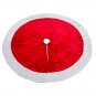 Battilo 48"Red and White Plush Christmas Tree Skirt Base Cover Carpet Home Party Decoration