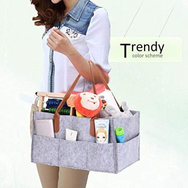 Battilo Felt Baby Diaper Caddy Portable Nappy Organiser Car Travel Basket