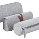 Battilo (Light Grey)Felt Pencil Case Students Stationery Pouch Zipper Bag 3 Pack