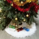 Battilo Christmas Tree Skirt White Plush New Year Party Holiday Ornament 31"