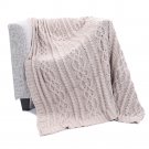 Battilo[Light Gray]Knitted Luxury Chenille Throw blanket, 51" by 67"