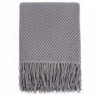Battilo Herringbone 100% Acrylic Throws for Sofa Bed Blanket Throw, 130 x 180 cm, Grey