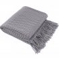Battilo Herringbone 100% Acrylic Throws for Sofa Bed Blanket Throw, 130 x 180 cm, Grey