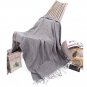 Battilo Herringbone 100% Acrylic Throws for Sofa Bed Blanket Throw, 130 x 180 cm, Grey