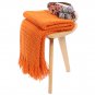 Battilo(Orange)100% acrylic Blanket with Tassels Throws for Sofa Chair Settee 130x150cm