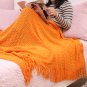 Battilo(Orange)100% acrylic Blanket with Tassels Throws for Sofa Chair Settee 130x150cm