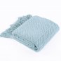 Battilo Knitted Throw Diamond Pattern Blanket for Sofa Chair Bed Decoration (Light Blue)