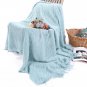 Battilo Knitted Throw Diamond Pattern Blanket for Sofa Chair Bed Decoration (Light Blue)