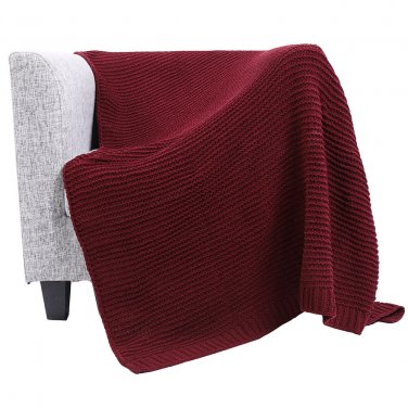 Battilo Chenille Woven Throw Blanket 50"x60", Reversible Soft Warm Breathable for Bed, Chair, Couch