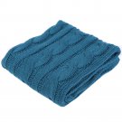 Battilo Eastin Dual Cable Knit Throw Blanket, Soft Cozy Snuggle TV Blanket, 50"x60" (Teal)