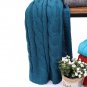 Battilo Eastin Dual Cable Knit Throw Blanket, Soft Cozy Snuggle TV Blanket, 50"x60" (Teal)