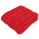 Battilo Eastin Dual Cable Knit Throw Blanket, Soft Cozy Snuggle TV Blanket, 50"x60" (Traffic Red)