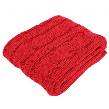 Battilo Eastin Dual Cable Knit Throw Blanket, Soft Cozy Snuggle TV Blanket, 50"x60" (Traffic Red)