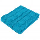 Battilo Eastin Dual Cable Knit Throw Blanket, Soft Cozy Snuggle TV Blanket, 50"x60" (Blue)