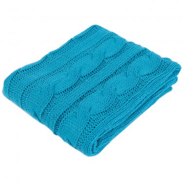 Battilo Eastin Dual Cable Knit Throw Blanket, Soft Cozy Snuggle TV Blanket, 50"x60" (Blue)