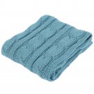 Battilo Eastin Dual Cable Knit Throw Blanket, Soft Cozy Snuggle TV Blanket, 50"x60" (Turquoise)