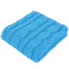 Battilo Eastin Dual Cable Knit Throw Blanket, Soft Cozy Snuggle TV Blanket, 50"x60" (Cyan)
