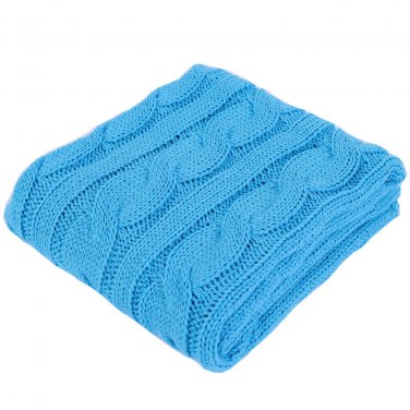 Battilo Eastin Dual Cable Knit Throw Blanket, Soft Cozy Snuggle TV Blanket, 50"x60" (Cyan)
